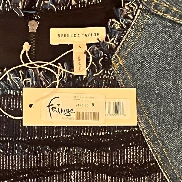 REBECCA Taylor Boho Tweed And Denim Dress BNWT - Picture 7 of 7